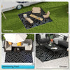 Reversible Outdoor Rug Carpet RV Camping Rugs with Carry Bag, 8' x 10', Black & Gray Geometric
