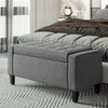 Storage Ottoman, Linen Upholstered Storage Bench with Lift Top, Rectangle End of Bed Bench for Bedroom, Living Room or Entryway, Gray
