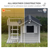 Wooden Outdoor Dog House, 2-Tier Raised Pet Shelter, with Stairs, Weather Resistant Roof, and Balcony, for Medium, Large Sized Dogs Up To 55