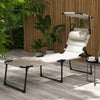 Adjustable Folding Chaise Lounge with 4-position Backrest, Sun Roof, Head Pillow for Patio, Balcony, Outdoor, Cream