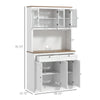 71" Kitchen Pantry Cabinet with Microwave Stand, 2 Drawers, 4 Cabinets, Adjustable Shelves and Glass Doors, White