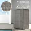 Outdoor PE Rattan Wicker Towel Rack, Pool Toy Cabinet, Hot Tub Accessory Storage, Freestanding Cabinet w/ 2 Doors & Drawer for Spa, Dark Gray