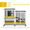 2 Story Rabbit Hutch Indoor Wood Rabbit House Bunny Hutch with Runs, Wheels, Waterproof Roof and Removable Tray, Gray