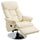 Swivel Recliner, Adjustable PU Leather Upholstered Recliner Chair with Footrest, Padded Arms and Steel Base, Cream White