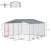 Outdoor Dog Kennel Galvanized Steel Fence with Cover Secure Lock Mesh Sidewalls for Backyard 13' x 13' x 7.5'