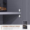 71" Buffet with Hutch, Farmhouse Kitchen Pantry Storage Cabinet with Microwave Oven Countertop, Drawer, Adjustable Shelves and Cupboard, Gray
