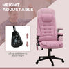 6 Point Vibrating Heated Massage Office Chair, Linen High Back Office Desk Chair, Reclining Backrest, Padded Armrests & Remote, Pink