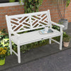 43.25" Outdoor Garden Bench, Wooden Bench, Poplar Slatted Frame Furniture for Patio, Park, Porch, Lawn, Yard, Deck, White