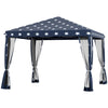 10' x 10' Outdoor Pop-Up Canopy with Sidewalls, Mesh Walls, Instant Setup for Party, Events, Patio, Lawn, American Flag