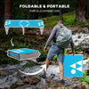 Aluminum Camping Table with Adjustable Legs, 8ft Folding Picnic Table for Travel, BBQ, Beach or Hiking, Blue & White
