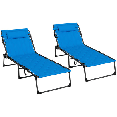 Folding Chaise Lounge Set with 5 Positions Reclining Back, Outdoor Patio Chaise Lounges for Pool Sunbathing Yard, 25.6