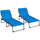 Folding Chaise Lounge Set with 5 Positions Reclining Back, Outdoor Patio Chaise Lounges for Pool Sunbathing Yard, 25.6" x 74" x 14.2", Blue