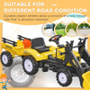 Ride-On Kids Bulldozer/Excavator Toy with Real Working Dirt Bucket, Easy Pedal Controls, 6 Wheels, & Cargo Trailer