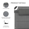 Foldable Reclining Sun Lounger Lounge Chair Camping Folding Bed Cot 5-Position Adjustable Back with Pillow for Patio Garden Beach Pool Grey