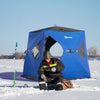 2 Person Insulated Ice Fishing Shanty Pop-Up Portable Ice Fishing Tent with Carry Bag and Anchors for -22„‰, Dark Blue