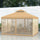 10' x 12' Patio Gazebo with Corner Frame Shelves, Double Roof Outdoor Gazebo Canopy Shelter with Netting, Brown