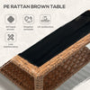 Outdoor Wicker Coffee Table, Rattan Patio Furniture w/ 2-Tier Storage Shelf, Aluminum Frame Square, Side Table with Tempered Glass Top, Sand