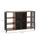 LED Wine Cabinet with Charging Station Glass Holders, Open Shelves, Rustic Brown