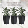 Set of 3 Tall Planters, Outdoor & Indoor Flower Pot Set for Front Door, Entryway, Patio and Deck, Black
