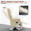 Swivel Recliner, Adjustable PU Leather Upholstered Recliner Chair with Footrest, Padded Arms and Steel Base, Cream White