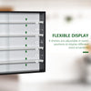 5-Tier Display Cabinet, Glass Display Case with 2 Doors and Adjustable Shelves for Living Room, Wall-Mounted, Black, White