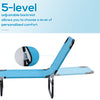 Portable Outdoor Sun Lounger, Lightweight Folding Chaise Lounge Chair w/ 5-Position Adjustable Backrest for Beach, Poolside and Patio