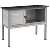 Elevated Wooden Rabbit Hutch, Indoor/Outdoor Bunny Cage with Hinged Asphalt Roof and Removable Tray for Guinea Pig, Gray