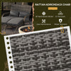 Wicker Adirondack Chair for 2 w/ Cushions & Footrests, PE Rattan Chair, Patio Chair for Porch, Backyard w/ High-back & Armrests, Light Gray