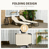 Folding Chaise Lounge Pool Chairs, Set of 2 Outdoor Sun Tanning Chairs with Sunshade Face Guard, Reclining Back for Beach, Yard, Patio, Tan