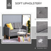 Modern 2-Seater  Loveseat Button-Tufted Fabric Couch with Storage Chest  Rubberwood Legs  Grey