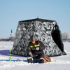 4 Person Insulated Ice Fishing Shelter, Pop-Up Portable Ice Fishing Tent with Carry Bag, Two Doors and Anchors for -22„‰, Camouflage