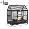 48" Heavy Duty Dog Crate with 4 Lockable Wheels, Double Doors, and Removable Tray, for XL and L Dogs