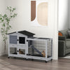 Rabbit House Outdoor, 2-Tier Large Guinea Pig Hutch Indoor w/ Removable Trays, Openable Roof, for 1-2 Rabbits, Gray
