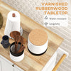Kitchen Island on Wheels, Rolling Cart with Rubberwood Top, Spice Rack, Towel Rack and Drawers for Dining Room, White