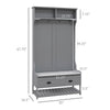3-in-1 Hall Tree, Entryway Bench with Coat Rack, Mudroom Bench with Shoe Rack, 2 Storage Drawers, 4 Hooks and Cushions for Hallway, Gray