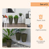 Set of 3 Tall Planters, 28" Outdoor Planter with Drainage Holes, Plastic Flower Pots for Outdoor, Indoor, Bronze