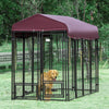 Dog Kennel Outdoor with Rotating Bowl Holders, Walk-in Pet Playpen, Red
