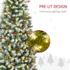 6ft Pre-Lit Snow-Dipped Artificial Christmas Tree with Realistic Branches, 300 LED Lights, Pine Cones, Red Berries and 618 Tips