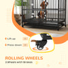 48" Heavy Duty Dog Crate with 4 Lockable Wheels, Double Doors, and Removable Tray, for XL and L Dogs