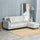 Upholstered Sofa bed Reversible Sectional Sofa Set Velvet-Touch Sleeper Futon with Footstool, Light Grey