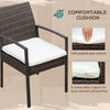 Outdoor Dining Set, Patio Table and Chairs Set of 6, PE Wicker Seats, Armrests, Acacia Wood Loveseat Bench & Dinner Table, Cushions, White