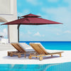 3x3m/10x10ft 360A° Rotating Cantilever Umbrella Double-top Parasol w/ 4 Adjustable Angle All-aluminum for Patio Garden Wine Red