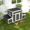 Wooden Chicken Coop with Nesting Box, Pull Out Tray, Perches, Ramp & Windows for 6 Chickens, Hen House for Outdoor Backyard, Dark Gray