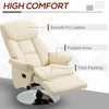 Swivel Recliner, Adjustable PU Leather Upholstered Recliner Chair with Footrest, Padded Arms and Steel Base, Cream White