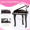 37 Key Kids Miniature Black Grand Digital Piano with Microphone, Stool and 22 Songs