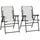 2 Pieces Outdoor Folding Chair Set, Portable Capimg Chairs with Armrest for Patio, Pool, Beach, Cream White