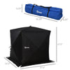 2 Person Ice Fishing Shanty with Padded Walls, Thermal Waterproof Portable Pop Up Ice Tent with 2 Doors, Black