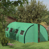 Tunnel Greenhouse Walk-in Plant Warm House with 2 Hinged Doors, 8 Mesh Windows, 19.7' x 10' x 6.6', Green