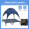 Elevated Portable Dog Cot Pet Bed with UV Protection Canopy Shade, 36 inch, Dark Blue