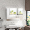 Bathroom Mirror Cabinet with Light, Bathroom Storage Cupboard with USB Charge, Adjustable Shelf, 35.5"W x 25.5"H, White